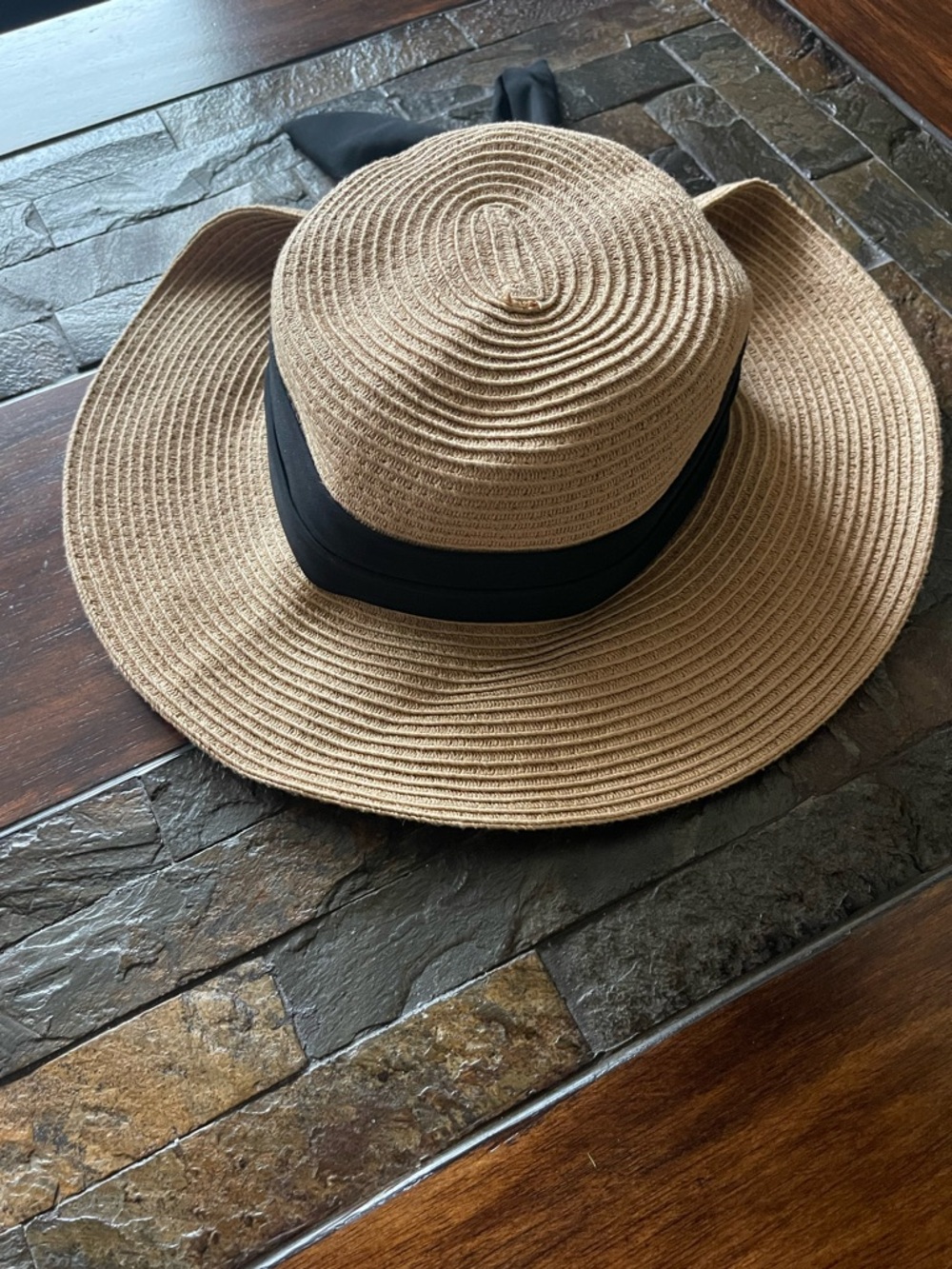 San Diego Hat Company Tan Straw Hat Fold Back with Black Band - Picture 3 of 7